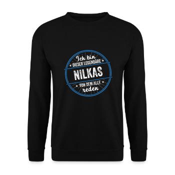 Ich bin dieser legendärer Niklas Name - Unisex Pullover - Schwarz - Vorne - Alina (178cm) & Michal (187cm)