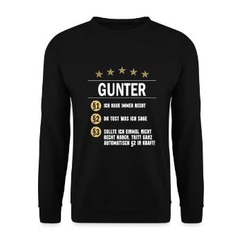 Gunter Habe immer Recht Namenstag - Unisex Pullover - Schwarz - Vorne - Alina (178cm) & Michal (187cm)