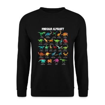 My Dinosaur Alphabet Kids Species Dino A-Z - Unisex Sweatshirt - black - Front - Alina (178cm) & Michal (187cm)