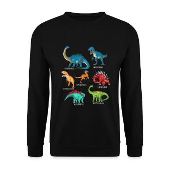 My Dinosaur Alphabet Kids Species Dino A-Z - Unisex Sweatshirt - black - Front - Alina (178cm) & Michal (187cm)