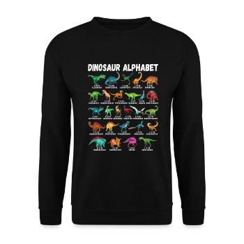 My Dinosaur Alphabet Kids Species Dino A-Z - Unisex Sweatshirt - black - Front - Alina (178cm) & Michal (187cm)