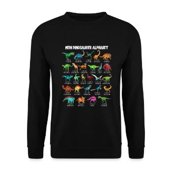 Mein Dinosaurier Alphabet Kinder Arten Dino A-Z - Unisex Pullover - Schwarz - Vorne - Alina (178cm) & Michal (187cm)