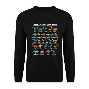 Mein Dinosaurier Alphabet Kinder Arten Dino A-Z - Unisex Pullover - Schwarz - Vorne - Alina (178cm) & Michal (187cm)