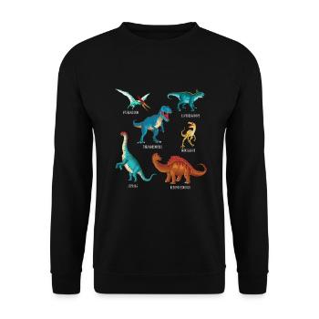 My Dinosaur Alphabet Kids Species Dino A-Z - Unisex Sweatshirt - black - Front - Alina (178cm) & Michal (187cm)