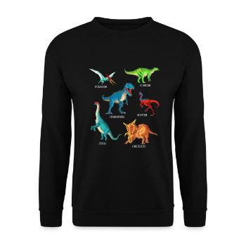 My Dinosaur Alphabet Kids Species Dino A-Z - Unisex Sweatshirt - black - Front - Alina (178cm) & Michal (187cm)