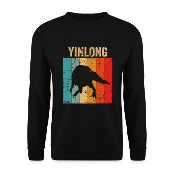 Yinlong Dinosaurier Kinder Dino Geschenk - Unisex Pullover - Schwarz - Vorne - Alina (178cm) & Michal (187cm)