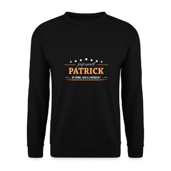 Professionell Patrick Name Vorname - Unisex Pullover - Schwarz - Vorne - Alina (178cm) & Michal (187cm)