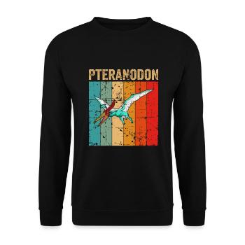 Pteranodon Dinosaurier Kinder Dino Geschenk - Unisex Pullover - Schwarz - Vorne - Alina (178cm) & Michal (187cm)