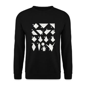 Origami Japanese Art Folding Crane Paper - Unisex Sweatshirt - black - Front - Alina (178cm) & Michal (187cm)