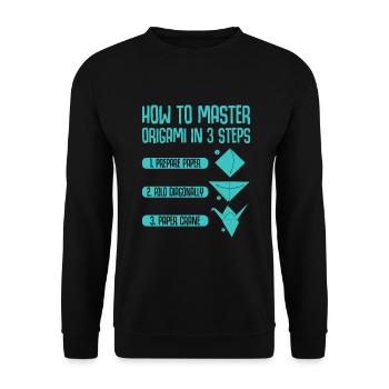 Origami Japanese Art Folding Crane Paper - Unisex Sweatshirt - black - Front - Alina (178cm) & Michal (187cm)
