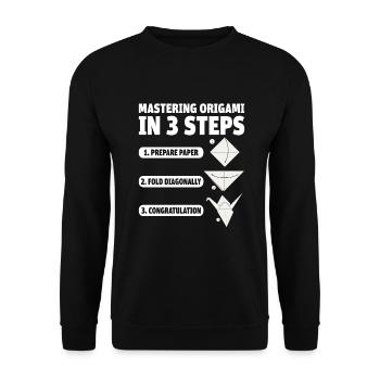 Origami Japanese Art Folding Crane Paper - Unisex Sweatshirt - black - Front - Alina (178cm) & Michal (187cm)