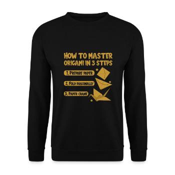 Origami Japanese Art Folding Crane Paper - Unisex Sweatshirt - black - Front - Alina (178cm) & Michal (187cm)