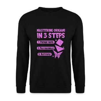 Origami Japanese Art Folding Crane Paper - Unisex Sweatshirt - black - Front - Alina (178cm) & Michal (187cm)
