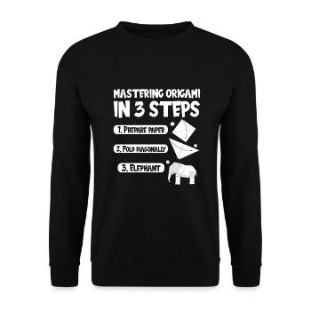 Origami Japanese Art Folding Crane Paper - Unisex Sweatshirt - black - Front - Alina (178cm) & Michal (187cm)
