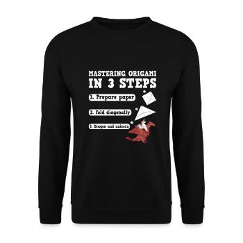 Origami Japanese Art Folding Crane Paper - Unisex Sweatshirt - black - Front - Alina (178cm) & Michal (187cm)