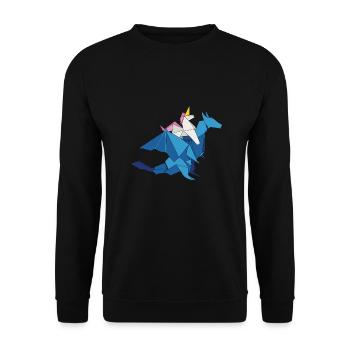 Origami Japanese Art Folding Crane Paper - Unisex Sweatshirt - black - Front - Alina (178cm) & Michal (187cm)