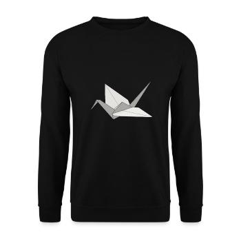 Origami Japanese Art Folding Crane Paper - Unisex Sweatshirt - black - Front - Alina (178cm) & Michal (187cm)