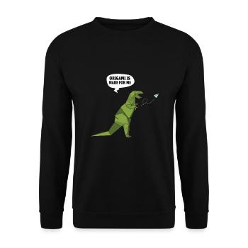 Origami Japanische Kunst Faltender Kranich Papier - Unisex Pullover - Schwarz - Vorne - Alina (178cm) & Michal (187cm)