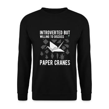 Origami Japanese Art Folding Crane Paper - Unisex Sweatshirt - black - Front - Alina (178cm) & Michal (187cm)