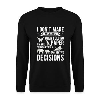 Origami Japanese Art Folding Crane Paper - Unisex Sweatshirt - black - Front - Alina (178cm) & Michal (187cm)