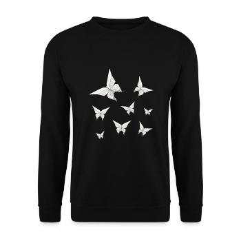 Origami Japanese Art Folding Crane Paper - Unisex Sweatshirt - black - Front - Alina (178cm) & Michal (187cm)