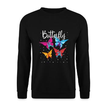 Origami Japanese Art Folding Crane Paper - Unisex Sweatshirt - black - Front - Alina (178cm) & Michal (187cm)