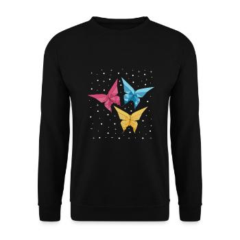Origami Japanese Art Folding Crane Paper - Unisex Sweatshirt - black - Front - Alina (178cm) & Michal (187cm)