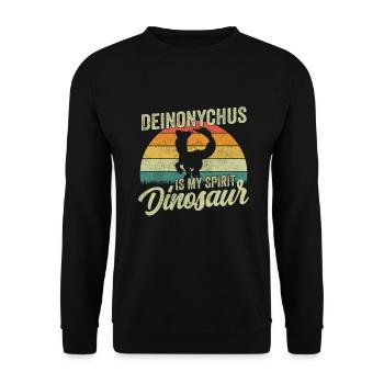 Deinonychus Dinosaur Children Dino Gift - Unisex Sweatshirt - black - Front - Alina (178cm) & Michal (187cm)