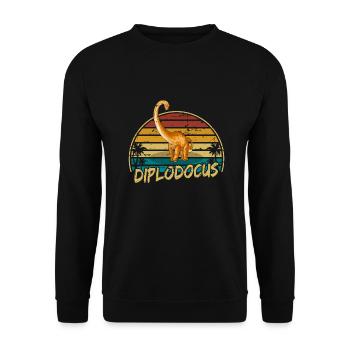 Diplodocus Dinosaur Children Dino Gift - Unisex Sweatshirt - black - Front - Alina (178cm) & Michal (187cm)