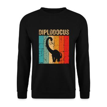 Diplodocus Dinosaur Children Dino Gift - Unisex Sweatshirt - black - Front - Alina (178cm) & Michal (187cm)