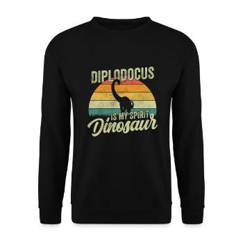 Diplodocus Dinosaur Children Dino Gift - Unisex Sweatshirt - black - Front - Alina (178cm) & Michal (187cm)