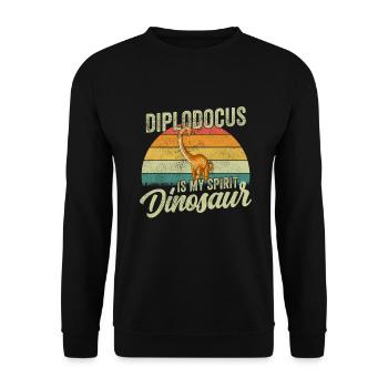 Diplodocus Dinosaur Children Dino Gift - Unisex Sweatshirt - black - Front - Alina (178cm) & Michal (187cm)