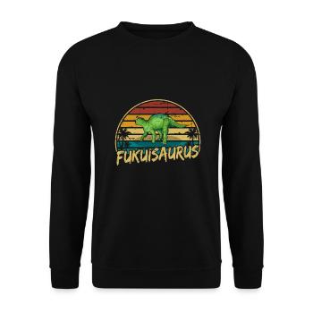 Fukuisaurus Dinosaur Children Dino Gift - Unisex Sweatshirt - black - Front - Alina (178cm) & Michal (187cm)