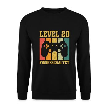 Level 20 freigeschaltet - Unisex Pullover - Schwarz - Vorne - Alina (178cm) & Michal (187cm)