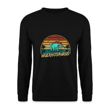 Wuerhosaurus Dinosaurier Kinder Dino Geschenk - Unisex Pullover - Schwarz - Vorne - Alina (178cm) & Michal (187cm)