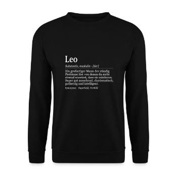 Leo Definition Namenstag Geburtstag Name - Unisex Pullover - Schwarz - Vorne - Alina (178cm) & Michal (187cm)