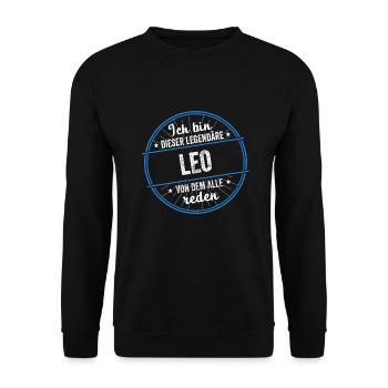 Ich bin dieser legendärer Leo Name - Unisex Pullover - Schwarz - Vorne - Alina (178cm) & Michal (187cm)
