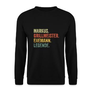 Markus Grillmeister Ehemann Vorname Grillen - Unisex Pullover - Schwarz - Vorne - Alina (178cm) & Michal (187cm)