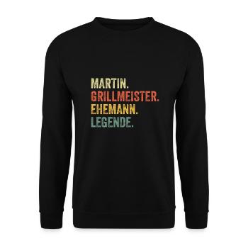 Martin Grillmeister Ehemann Vorname Grillen - Unisex Pullover - Schwarz - Vorne - Alina (178cm) & Michal (187cm)
