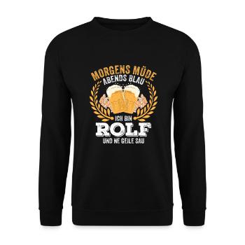 Rolf Vorname Name Geburtstag Bier saufen - Unisex Pullover - Schwarz - Vorne - Alina (178cm) & Michal (187cm)