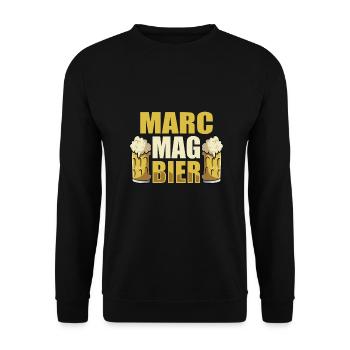 Marc mag Bier Name Geburtstag - Unisex Pullover - Schwarz - Vorne - Alina (178cm) & Michal (187cm)
