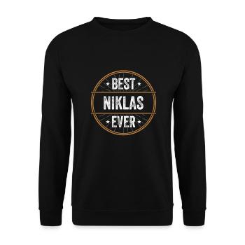 Best Niklas Ever Vorname Name Geschenk - Unisex Pullover - Schwarz - Vorne - Alina (178cm) & Michal (187cm)