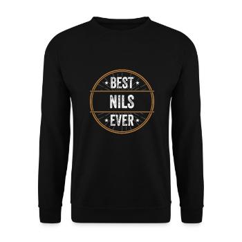 Best Nils Ever First Name Name Gift - Unisex Sweatshirt - black - Front - Alina (178cm) & Michal (187cm)