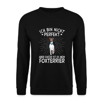 Foxterrier Hund Dog Hundehalter - Unisex Pullover - Schwarz - Vorne - Alina (178cm) & Michal (187cm)