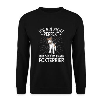 Foxterrier Hund Dog Hundehalter - Unisex Pullover - Schwarz - Vorne - Alina (178cm) & Michal (187cm)