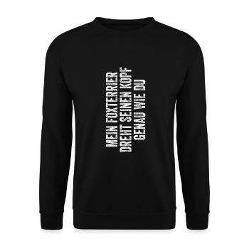 Foxterrier Hund Dog Hundehalter - Unisex Pullover - Schwarz - Vorne - Alina (178cm) & Michal (187cm)