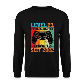 Gaming Geburtstag 2002 Level 21 - Unisex Pullover - Schwarz - Vorne - Alina (178cm) & Michal (187cm)