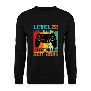 Gaming Geburtstag 2001 Level 22 - Unisex Pullover - Schwarz - Vorne - Alina (178cm) & Michal (187cm)