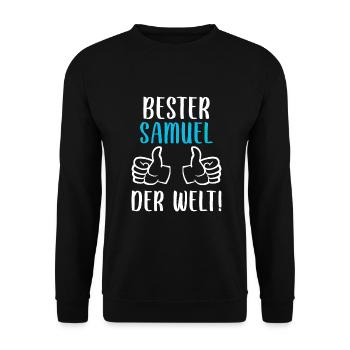 Samuel Vorname Name Geburtstag - Unisex Pullover - Schwarz - Vorne - Alina (178cm) & Michal (187cm)