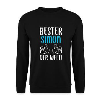 Simon Vorname Name Geburtstag - Unisex Pullover - Schwarz - Vorne - Alina (178cm) & Michal (187cm)